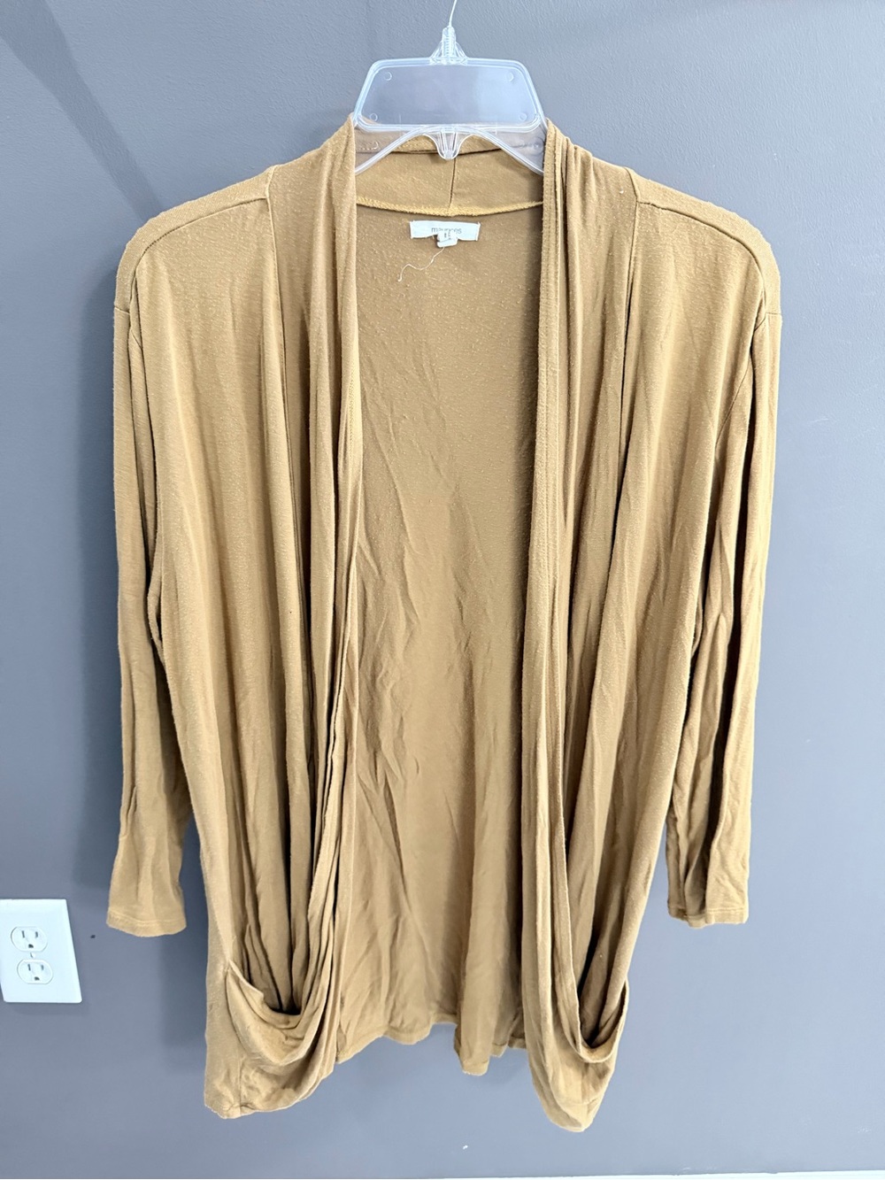 Maurices Tan Draped Open-Front Cardigan